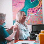Candidate completing a vision acuity test as part of a pre-employment health screening for Australian transport industry.